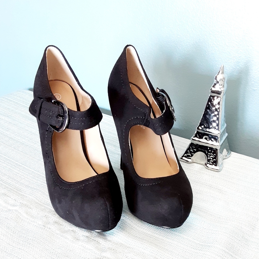 Forever Women's Shoes Stiletto Black Heels Ankle Strap Pumps